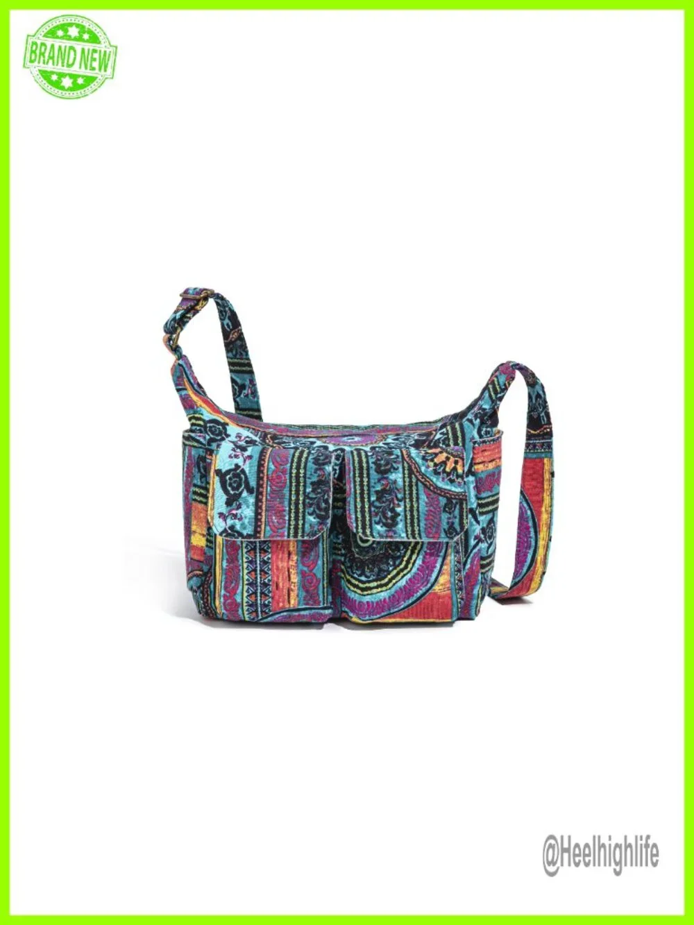 Retro Bohemian Canvas Hobo Shoulder Crossbody Bag with Multiple Pockets